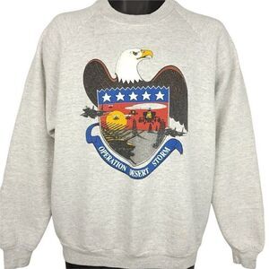 Operation Desert Storm Sweatshirt Vintage 90s Bald Eagle Made In USA Mens Size L